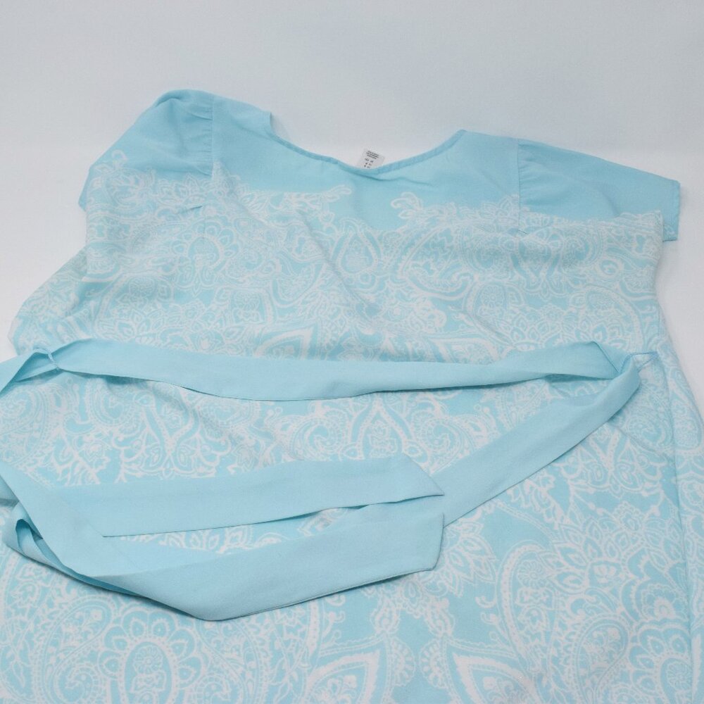 Motherhood Maternity Paisley Top Women Small Belt Blue White Casual Popover Boho - Picture 12 of 15